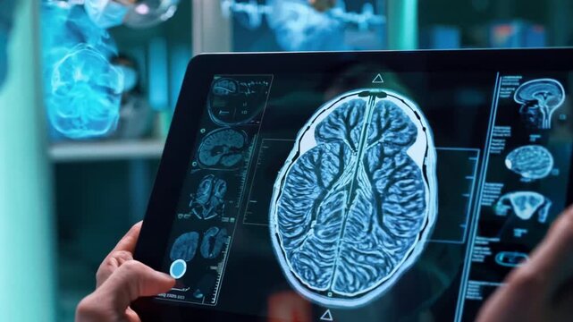 Brain scans that medical technicians and doctors use to diagnose illnesses and find ways to treat patients' illnesses. Modern technology concepts help doctors provide effective treatment.
