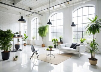 Fototapeta premium airy minimalist white studio botanical elegant simplicity refined black elegant sophisticated timeless organic beauty
