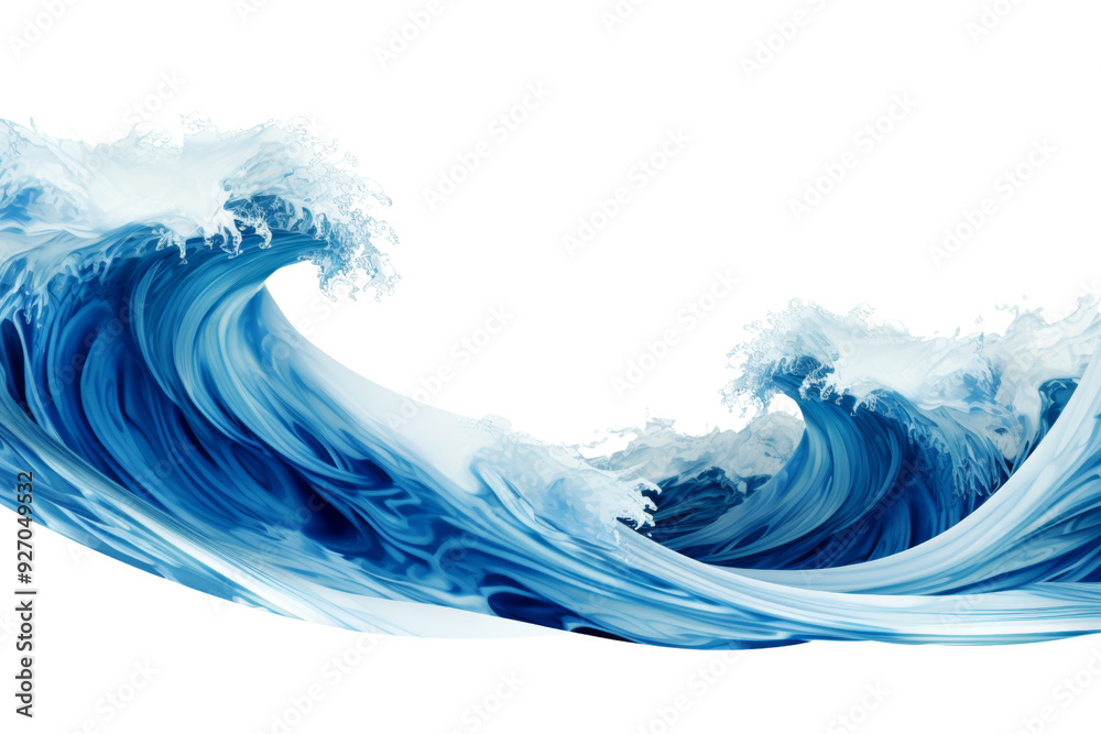 Fototapete blue wave with intricate patterns and textures isolated on white background