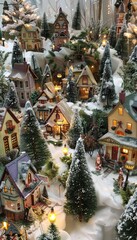 Magical Christmas Village Display with Miniature Houses, Trees, and Lights for Festive Home Decor