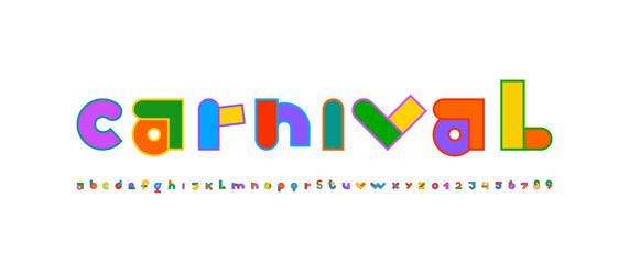 Art font, alphabet in the cartoon style