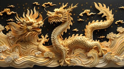 Elegant Chinese Dragon SVG Digital Art for Laser Cutting,Cricut Crafting and Paper Designs