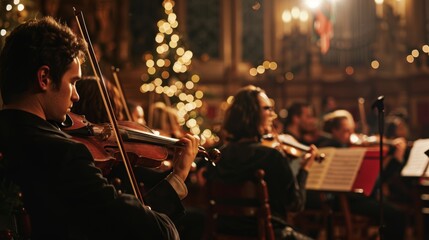 Christmas Charity Concert with Musicians Performing to a Festive Audience for a Good Cause