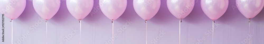 Aufkleber light purple balloons floating against pastel purple background capturing a tranquil monochrome fest