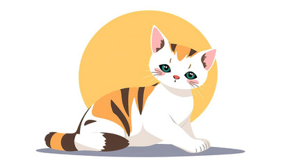 Obraz premium A cartoon cat is sitting on a white background