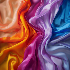 Fototapeta premium Luxurious synthetic fabric Abstract satin background with soft pastel waves, gradient colors for functional or product design. Beautiful. 