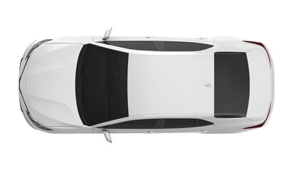 white sedan car top view isolated