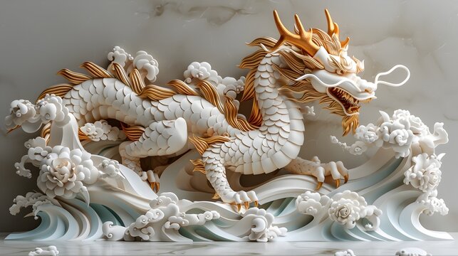 Elegant Fantasy Chinese Dragon SVG File for Laser Cut Paper Craft and Digital Art