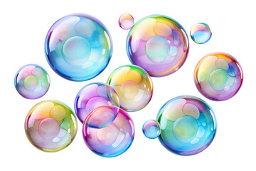 Rainbow Colored Bubbles Against A White Background