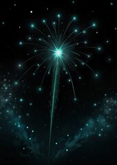 A single firework exploded in the dark starry sky.