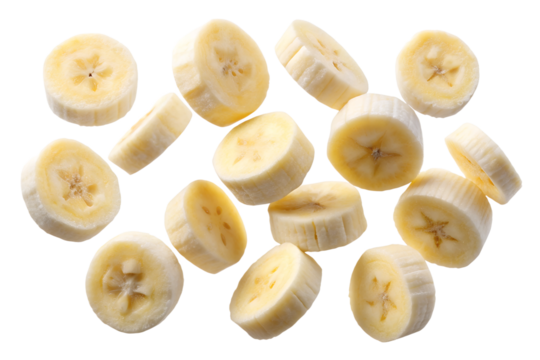 Banana Slices Falling Through The Air