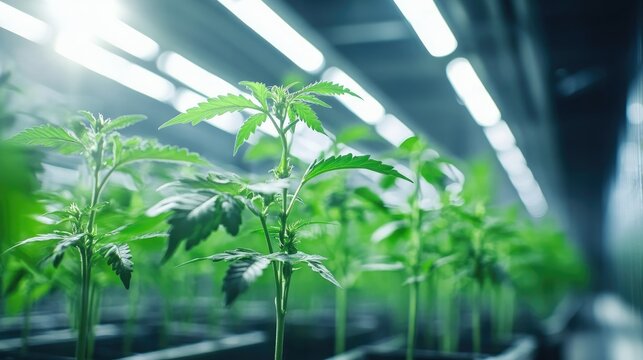 Fresh cannabis clones growing in an indoor facility, highlighting the precision and care involved in cannabis cultivation