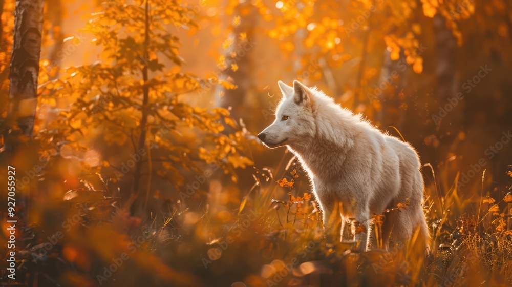 Sticker Wolf in the Golden Forest