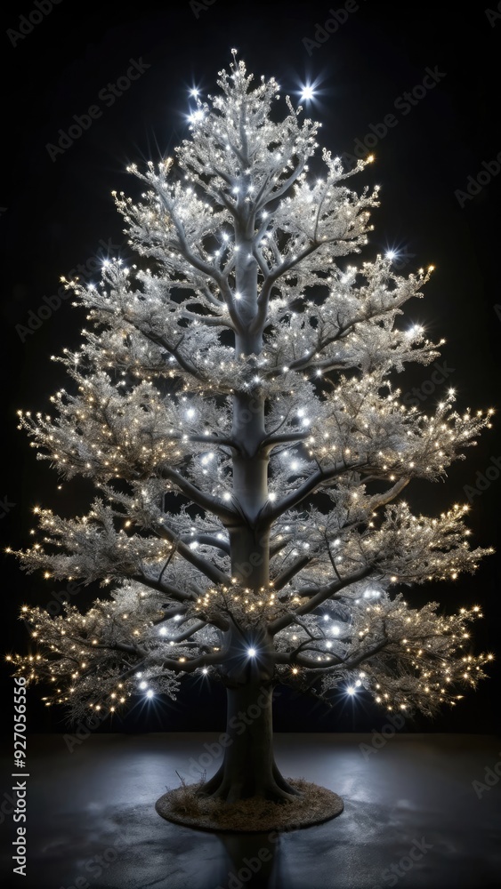 Canvas Prints A luminous tree glows with sparkling white lights.