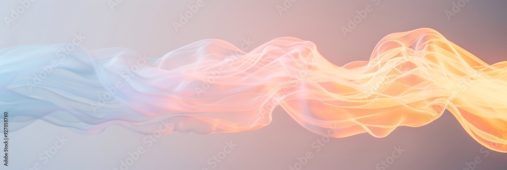Poster neon wave of fluidity abstract digital art depicting flowing neon lines in pink and blue against a d