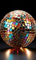 Obraz premium Metallic polygonal chrome sphere or disco ball 