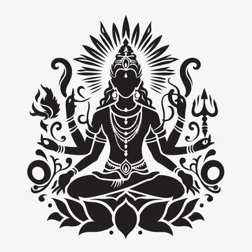 black shiva sitting lotus pose clip art preview