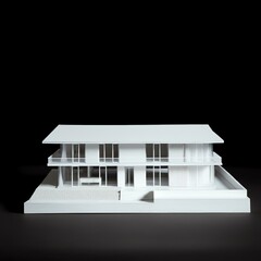 An elegant modern white residence, isolated on a transparent surface.