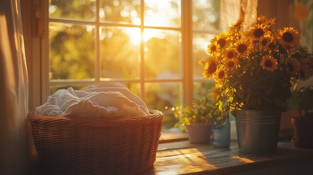 A peaceful home where light housekeeping tasks like laundry, cleaning, and grocery shopping are being carried out with ease