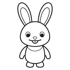 Adobe IllustratCute kawaii bunny and baby cartoon character coloring page vector illustration. Pet animal, mothers day colouring page for kidsor Artwork.