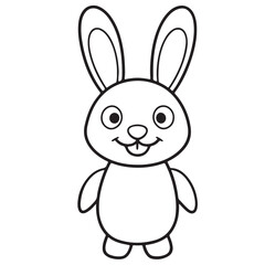 Adobe IllustratCute kawaii bunny and baby cartoon character coloring page vector illustration. Pet animal, mothers day colouring page for kidsor Artwork.