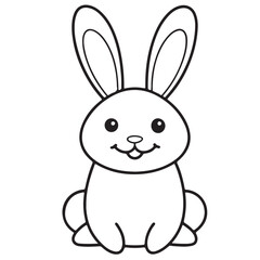Adobe IllustratCute kawaii bunny and baby cartoon character coloring page vector illustration. Pet animal, mothers day colouring page for kidsor Artwork.