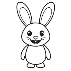 Adobe IllustratCute kawaii bunny and baby cartoon character coloring page vector illustration. Pet animal, mothers day colouring page for kidsor Artwork.