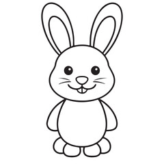 Adobe IllustratCute kawaii bunny and baby cartoon character coloring page vector illustration. Pet animal, mothers day colouring page for kidsor Artwork.