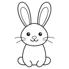 Adobe IllustratCute kawaii bunny and baby cartoon character coloring page vector illustration. Pet animal, mothers day colouring page for kidsor Artwork.