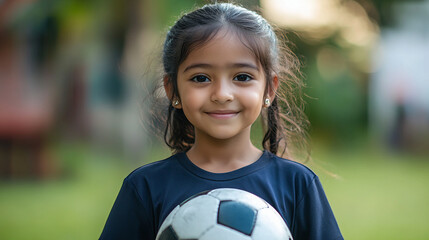 Young Hispanic Female Holding A Soccer Ball