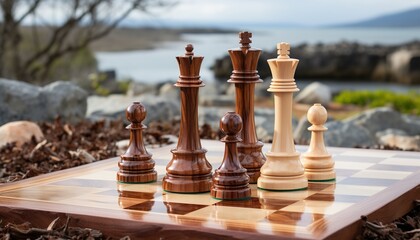 chess pieces on the board
