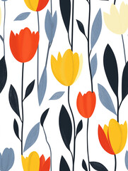 scandinavian floral seamless pattern, minimal style
