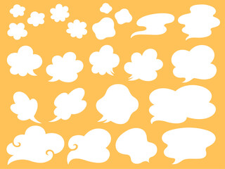 白い湯気のエフェクトと吹き出しのフレームセット