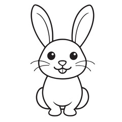 Adobe IllustratCute kawaii bunny and baby cartoon character coloring page vector illustration. Pet animal, mothers day colouring page for kidsor Artwork.