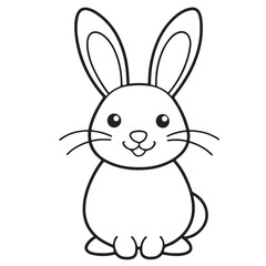 Adobe IlluCute kawaii bunny and baby cartoon character coloring page vector illustration. Pet animal, mothers day colouring page for kidsstrator Artwork.