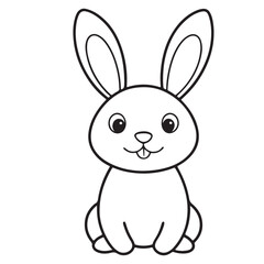 Adobe IlluCute kawaii bunny and baby cartoon character coloring page vector illustration. Pet animal, mothers day colouring page for kidsstrator Artwork.