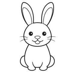 Adobe IlluCute kawaii bunny and baby cartoon character coloring page vector illustration. Pet animal, mothers day colouring page for kidsstrator Artwork.
