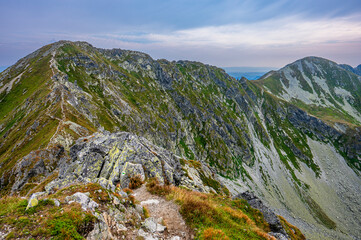 Landscape of the Tatra Mountains. A view from the Mount Prislop, 2142m asl.