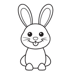 Adobe IlluCute kawaii bunny and baby cartoon character coloring page vector illustration. Pet animal, mothers day colouring page for kidsstrator Artwork.