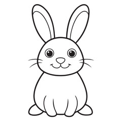 Adobe IlluCute kawaii bunny and baby cartoon character coloring page vector illustration. Pet animal, mothers day colouring page for kidsstrator Artwork.