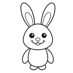 Adobe IlluCute kawaii bunny and baby cartoon character coloring page vector illustration. Pet animal, mothers day colouring page for kidsstrator Artwork.