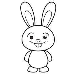 Adobe IlluCute kawaii bunny and baby cartoon character coloring page vector illustration. Pet animal, mothers day colouring page for kidsstrator Artwork.