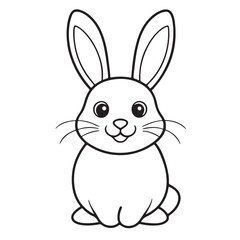 Adobe IlluCute kawaii bunny and baby cartoon character coloring page vector illustration. Pet animal, mothers day colouring page for kidsstrator Artwork.