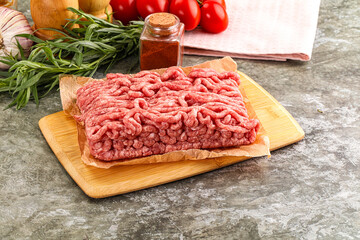 Raw uncooked red minced meat