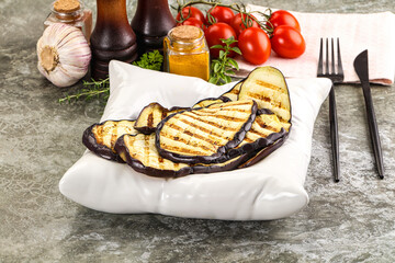 Grilled eggplant slice snack appetizer