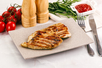 Grilled pork steak with sauce