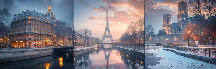 Fototapeta premium Three pictures of Paris