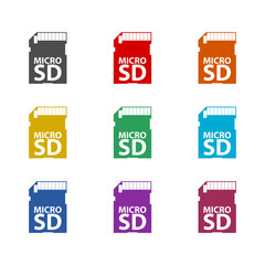 Micro SD card icon isolated on white background. Set icons colorful