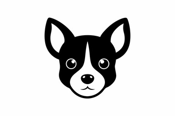 Cute Dog Face silhouette black vector illustration