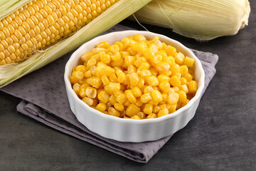 Canned sweet young corn grain